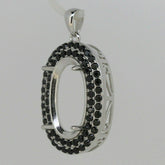 Sterling Silver Semi Mount Pendant Setting Oval OV 20x16mm Black Spinel Halo - Syzjewelry